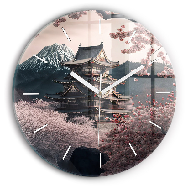 Round glass clock Tower and flowers in Asia