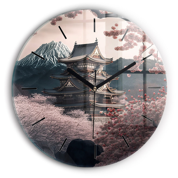 Round glass clock Tower and flowers in Asia