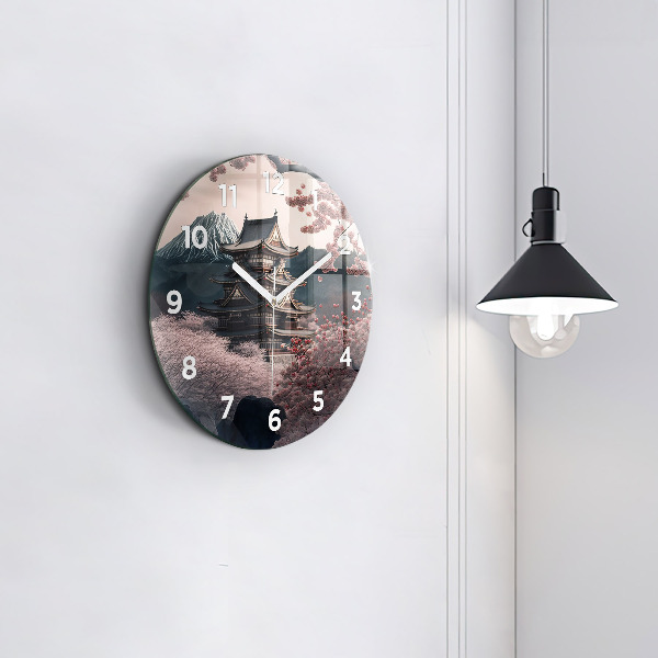 Round glass clock Tower and flowers in Asia