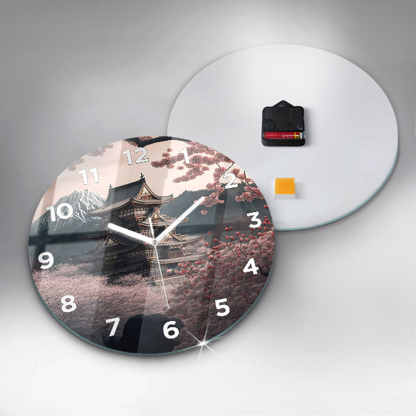 Round glass clock Tower and flowers in Asia