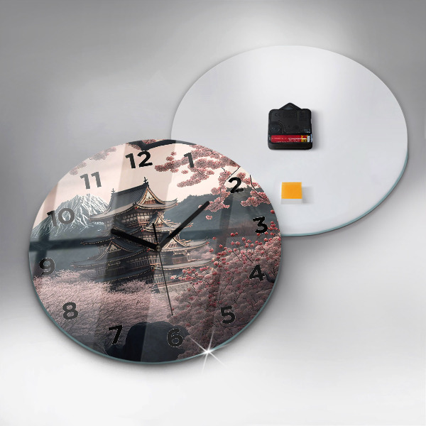 Round glass clock Tower and flowers in Asia