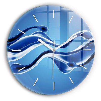 Round glass clock Liquid abstraction