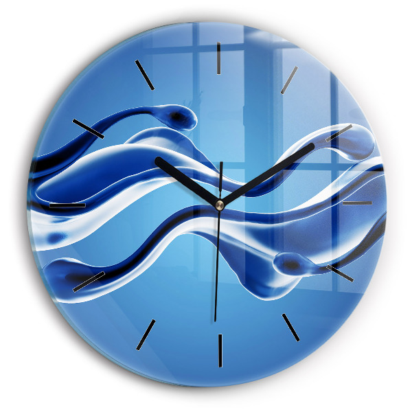 Round glass clock Liquid abstraction