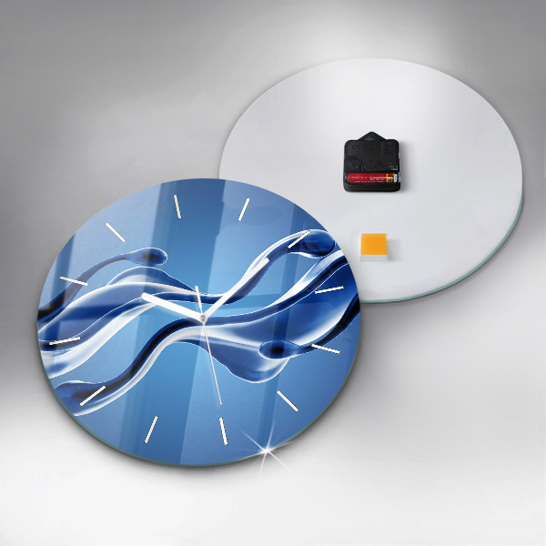 Round glass clock Liquid abstraction