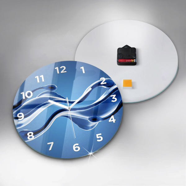 Round glass clock Liquid abstraction