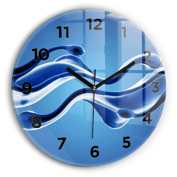Round glass clock Liquid abstraction
