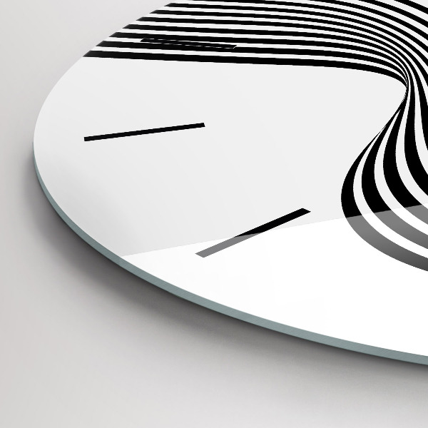 Round glass clock Black and white art