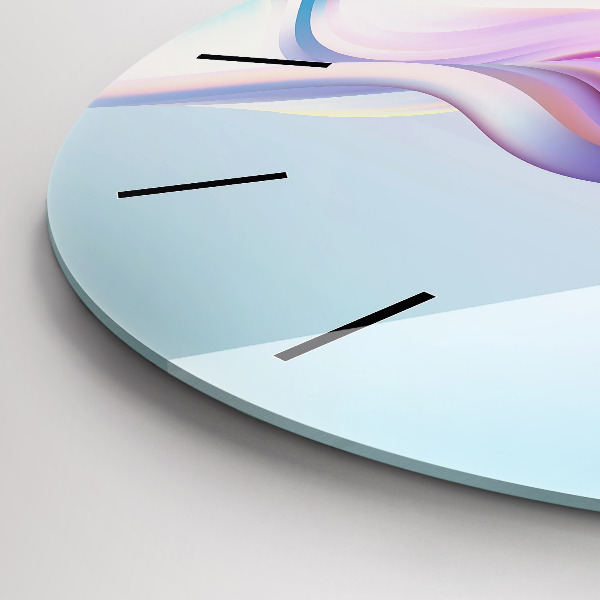 Round glass clock Pastel Wave Abstraction