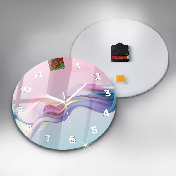 Round glass clock Pastel Wave Abstraction