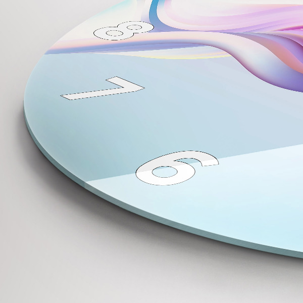 Round glass clock Pastel Wave Abstraction