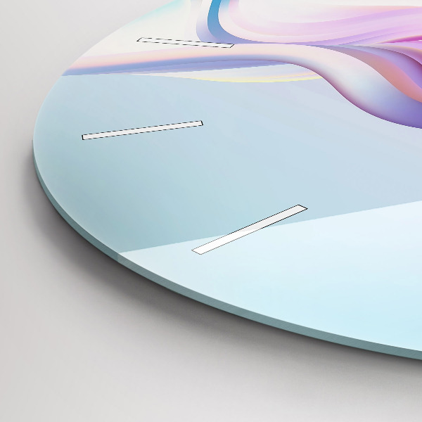 Round glass clock Pastel Wave Abstraction