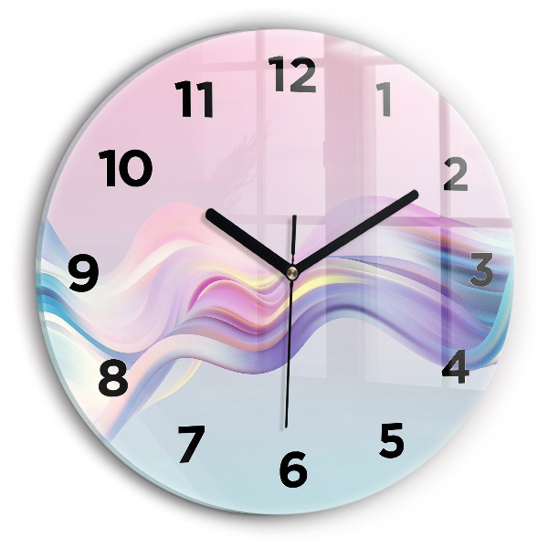 Round glass clock Pastel Wave Abstraction