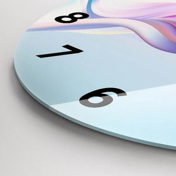 Round glass clock Pastel Wave Abstraction