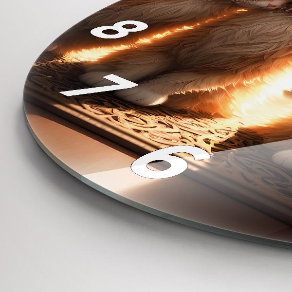 Round glass clock Four Kittens in the Sun