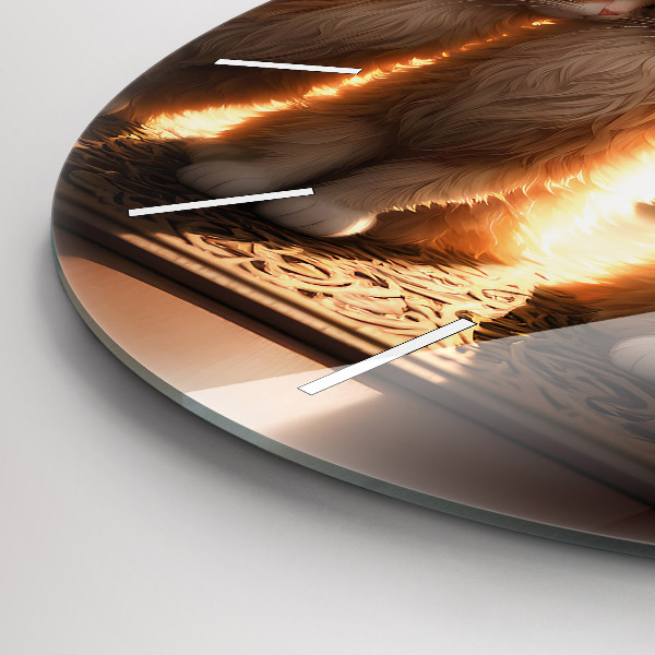Round glass clock Four Kittens in the Sun