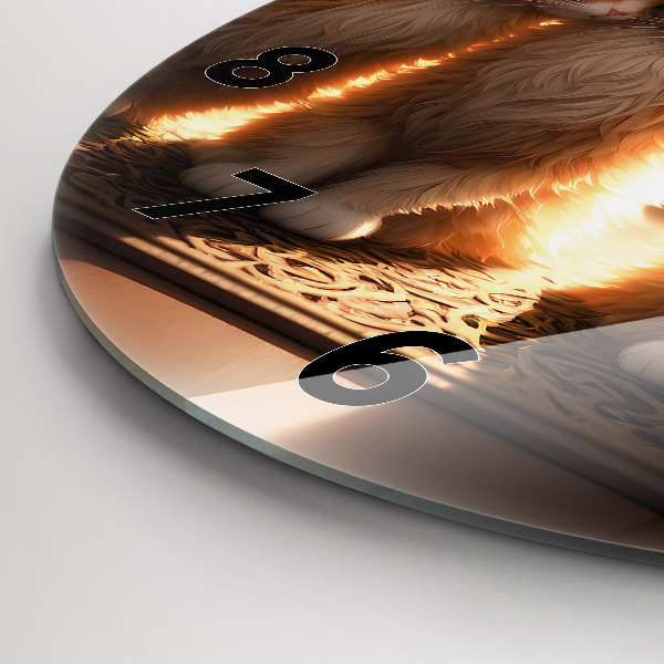Round glass clock Four Kittens in the Sun