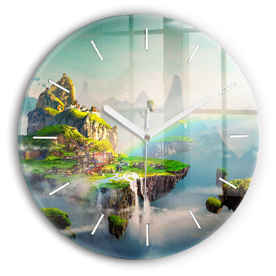 Round glass clock Chinese fantasy