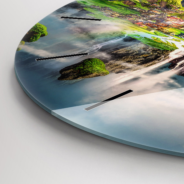 Round glass clock Chinese fantasy