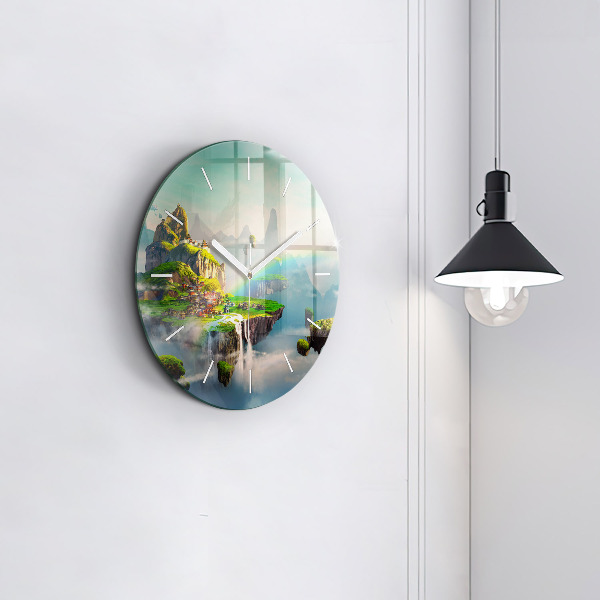 Round glass clock Chinese fantasy