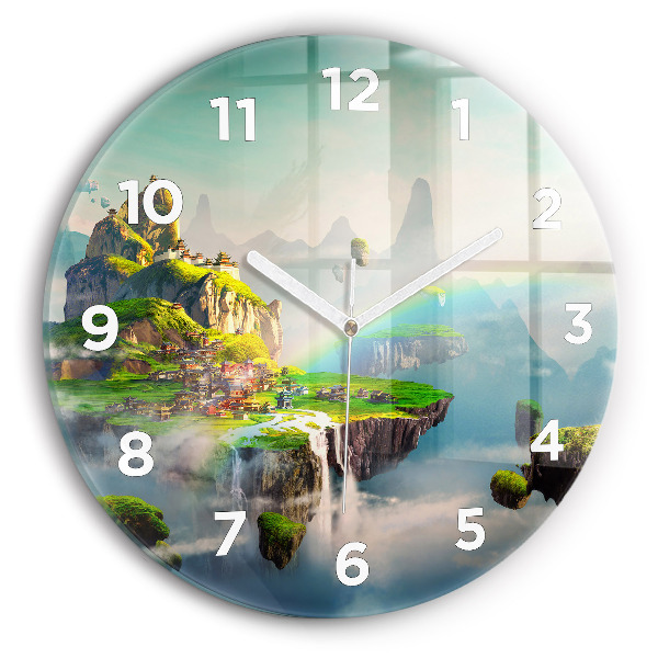 Round glass clock Chinese fantasy