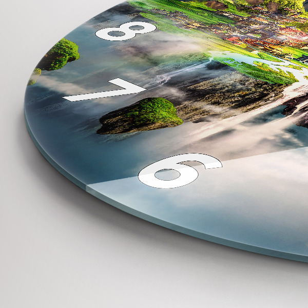 Round glass clock Chinese fantasy