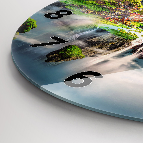 Round glass clock Chinese fantasy