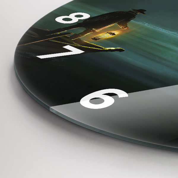Round glass clock Man and Monster in the Swamp