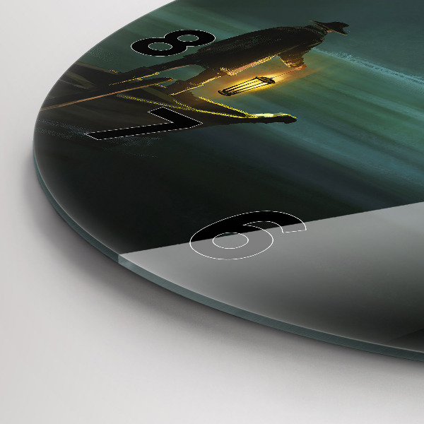 Round glass clock Man and Monster in the Swamp