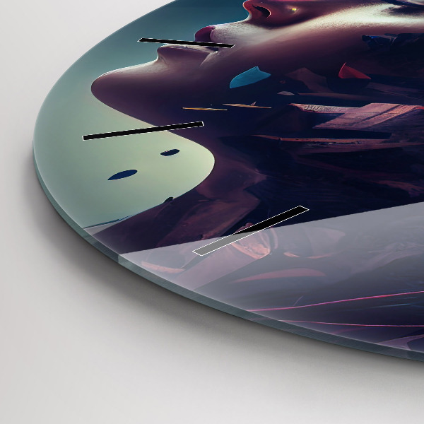 Round glass clock Abstract woman