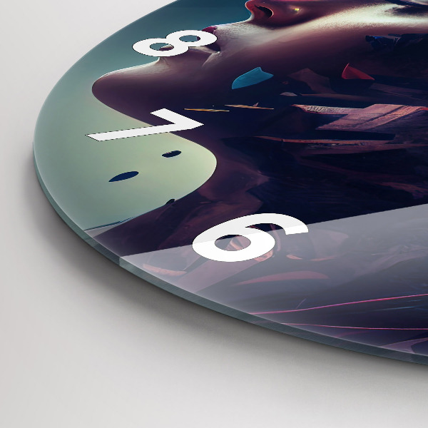 Round glass clock Abstract woman