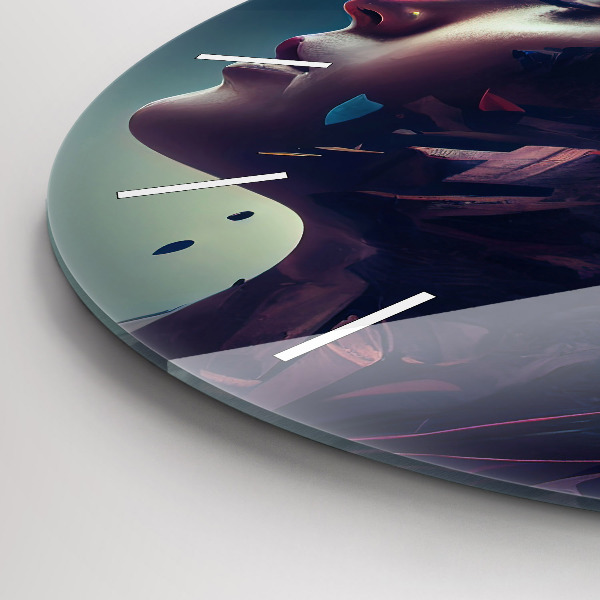 Round glass clock Abstract woman