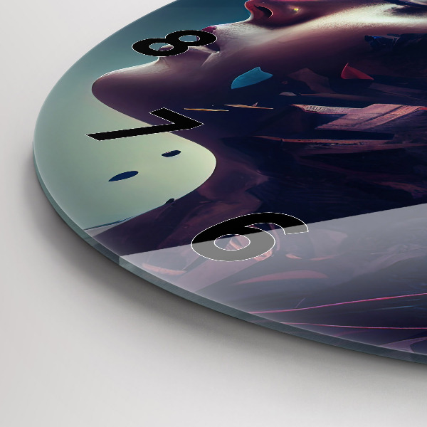 Round glass clock Abstract woman
