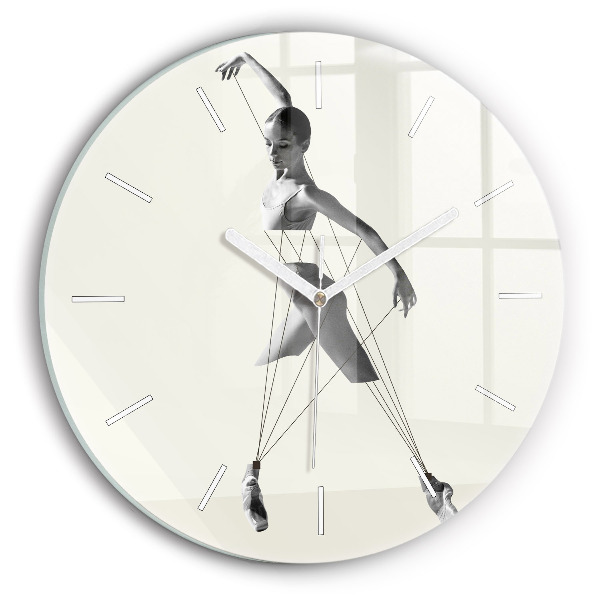 Round glass clock Abstract woman dancer