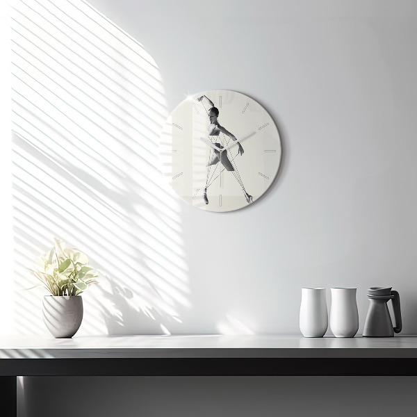 Round glass clock Abstract woman dancer