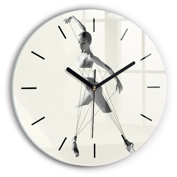 Round glass clock Abstract woman dancer