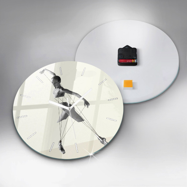 Round glass clock Abstract woman dancer