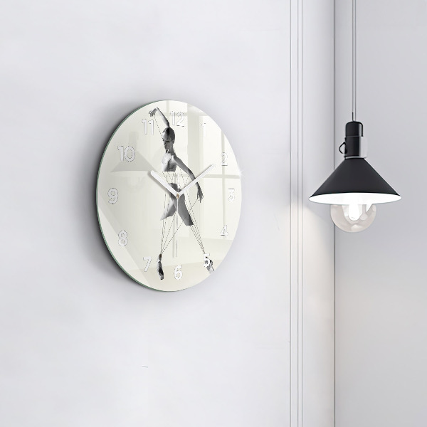 Round glass clock Abstract woman dancer