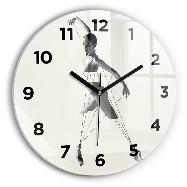 Round glass clock Abstract woman dancer