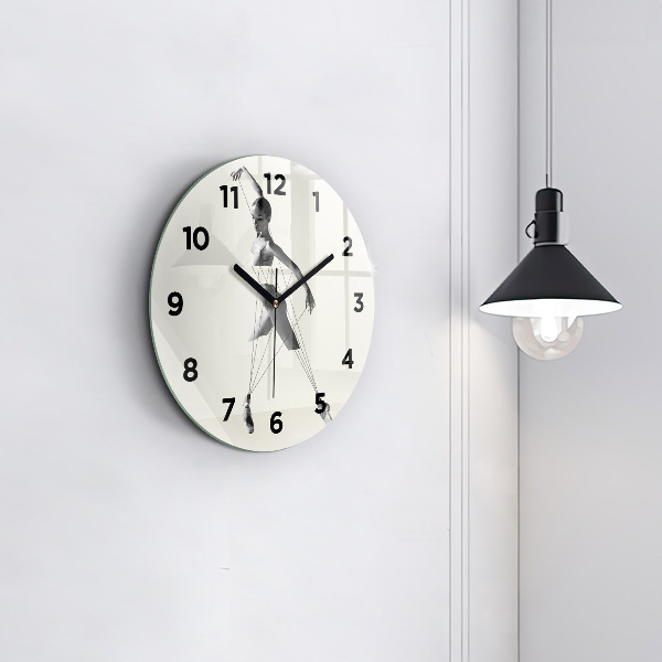 Round glass clock Abstract woman dancer