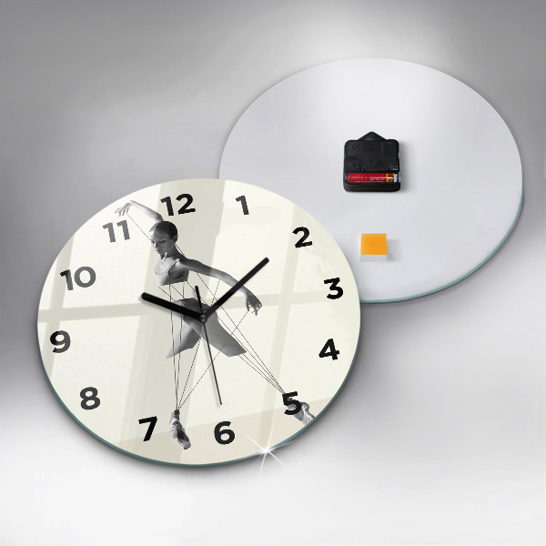 Round glass clock Abstract woman dancer