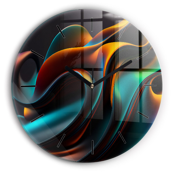 Round glass clock Futuristic wave