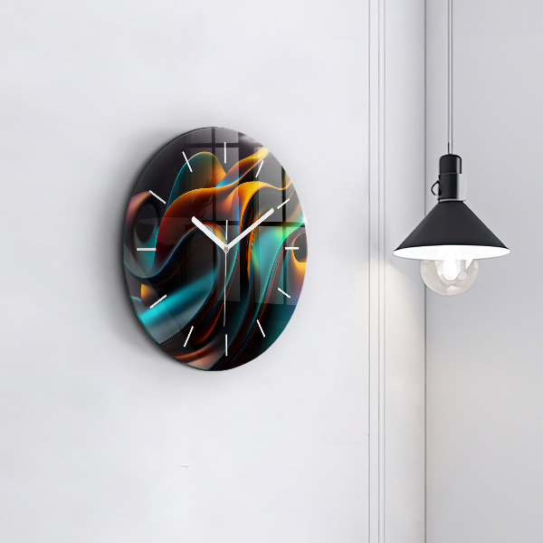 Round glass clock Futuristic wave