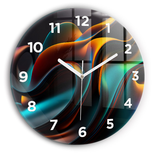 Round glass clock Futuristic wave