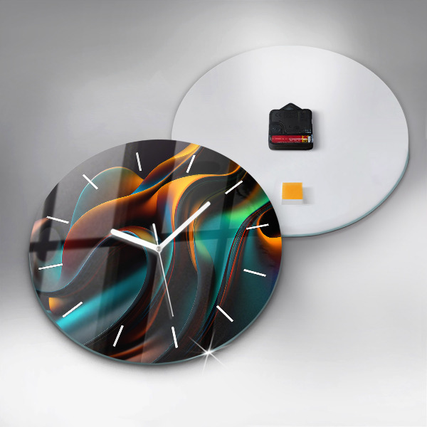 Round glass clock Futuristic wave