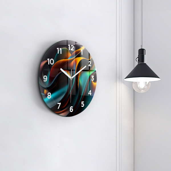 Round glass clock Futuristic wave