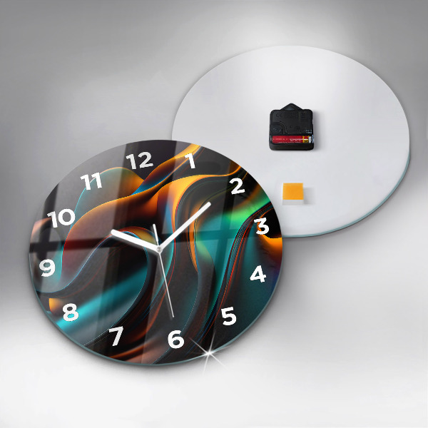 Round glass clock Futuristic wave
