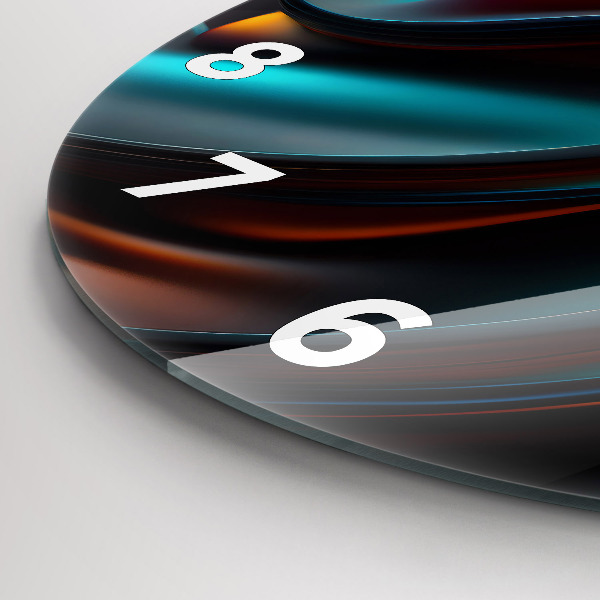 Round glass clock Futuristic wave