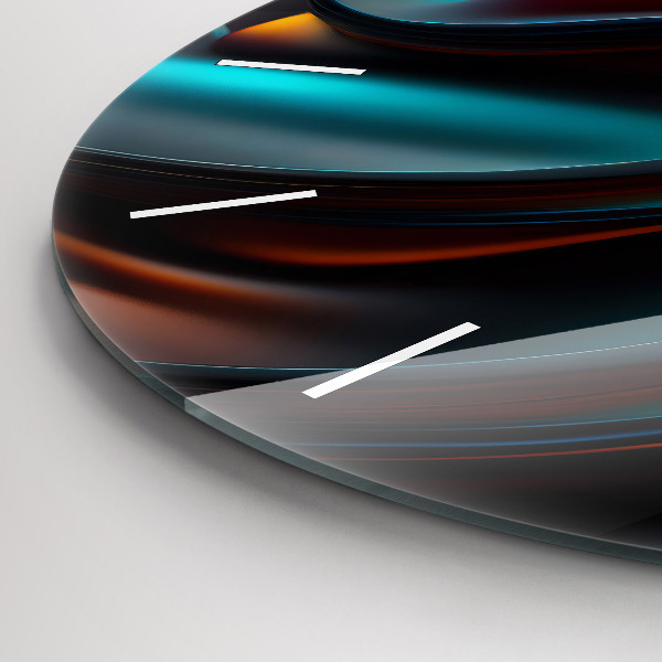 Round glass clock Futuristic wave