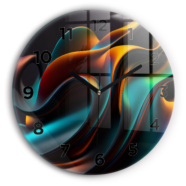 Round glass clock Futuristic wave