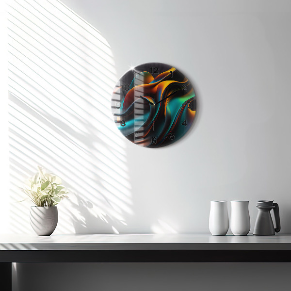 Round glass clock Futuristic wave